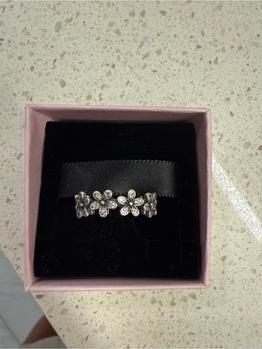 PANDORA SIZE 5 SILVER FLORAL RING